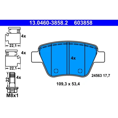 Afbeelding van Remblokkenset, schijfrem ATE 13.0460 3858.2