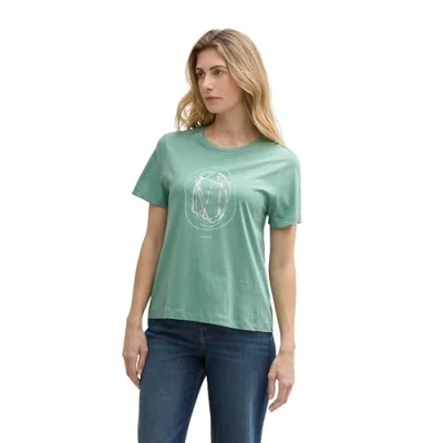 Afbeelding van TOM Tailor CREW NECK Tshirt print, Dames, Maat: XL, Faded green