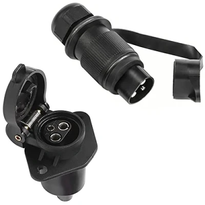 Afbeelding van SPARKMOTO 3 polig tractorstekker stopcontact 12 V, conform DIN 9680, waterdichte stekker voor tractor, personenauto, camper, vrachtwagen, aanhanger, landbouwmachines, polige