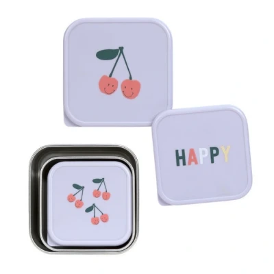 Afbeelding van Lässig Opvang en bewaarbakjes van RVS Snackbox 3 delige set Happy Fruits Cherry