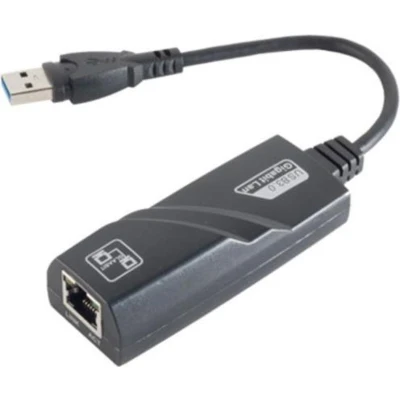 Afbeelding van USB A naar RJ45 Gigabit Ethernet LAN adapter USB3.0 CAT6 / zwart 0,10 meter