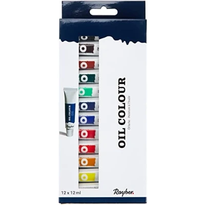 Afbeelding van Rayher Hobby 38918000 Olieverfset, 12 kleuren, per tube ml, ideaal voor spieraam, canvas, schilderkarton, beginners en kunstenaars