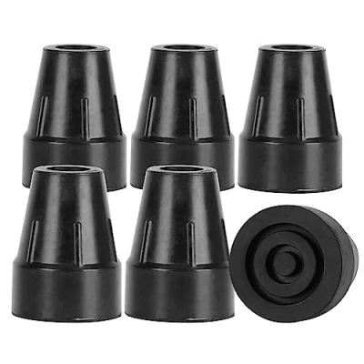 Afbeelding van supregear Krukpunten, 2 Pack Zware Rubberen Krukpunten Antislip Duurzame Vervangende Krukpunt voor Standaard Wandelstok met 22 mm Diameter, Opvouwbare Accessoire, Zwart, 6
