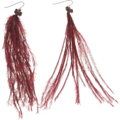 Afbeelding van Behave Oorhangers met bloemetje van steentjes en veren