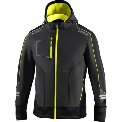 Afbeelding van Sparco Tech Softshell Waterdichte, reflecterende en versterkte jas met polar fleece voering Maat XXXL Grijs/Geel
