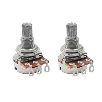 Afbeelding van Musiclily Metrisch 18mm Mini A500k Pot Split Shaft Logaritmische Potmeter voor Elektrische Gitaar en Basgitaar(2 Stuks)