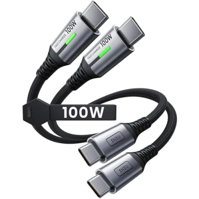 Afbeelding van INIU Korte USB C naar kabel, [1 ft, 2 pack] 100W Type kabel voor iPhone 16 Pro Max 15 Plus, Samsung Galaxy S24 Ultra S21 S10e, MacBook, iPad en meer