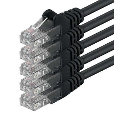 Afbeelding van 1aTTack.de 2m zwart 5 stuks (PACK) CAT.6 CAT6 Ethernet LAN netwerkkabel 1000 Mbit/s patchkabel