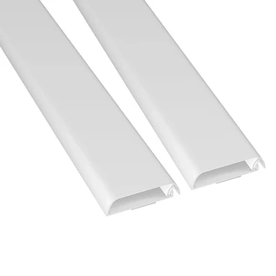 Afbeelding van Kabelgoten van D Line, kabelgoot voor wand, tv kabelopbergsysteem, kan worden geschilderd, zelfklevend, scharnierend ontwerp uit één stuk 2x 60mm (B) x 15mm (H) 40cm lang (80 cm in totaal) wit