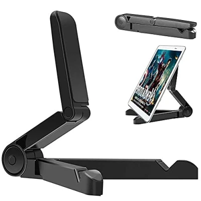 Afbeelding van Tablet Stands en Houders Verstelbaar, VOVIGGOL Draagbare Standhouder voor iPad, Samsung Galaxy Kindle Fire Tablets, Desktop Mobiele Telefoon Stand iPhone 12 11 Pro Max (zwart)
