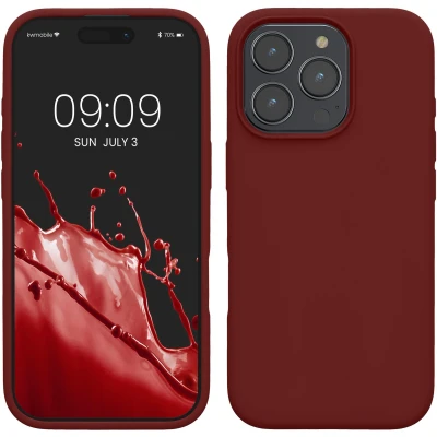 Afbeelding van kwmobile telefoonhoesje geschikt voor Apple iPhone 16 Pro Max Hoesje met siliconen coating Smartphone case in wijnrood
