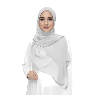 Afbeelding van Premium Chiffon Hijab Hoofd Sjaal Wrap Voor Moslim Vrouwen Lichtgewicht (Zilver)