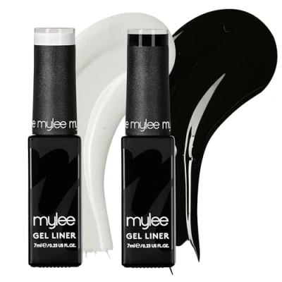 Afbeelding van Mylee Liner Gel Nagellak Set 2x7ml [Monochrome Canvas] Met Ingebouwd Nail Art Penseel UV/LED Manicure Pedicure voor Professioneel en Thuisgebruik Langdurig &amp; Eenvoudig aan te Brengen