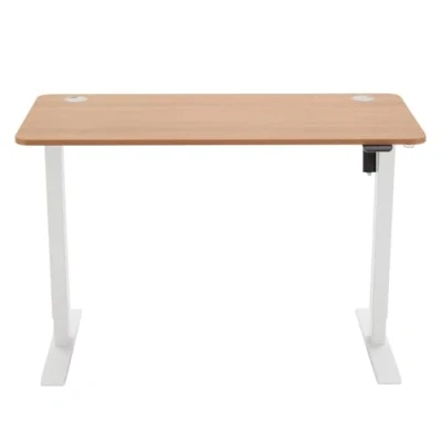 Afbeelding van Amazon Basics Sta bureau, rechthoekig, elektrisch in hoogte verstelbaar, beuken blad en wit frame, 120 x 60 cm (voorheen Movian)