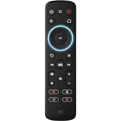 Afbeelding van One For All Streamer afstandsbediening voor multimedia box bediening tot 3 apparaten (Roku, Apple TV enz.), en soundbars zwart URC7935