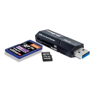Afbeelding van Integral Dual Slot Micro SD &amp; USB3.0 geheugenkaartlezer Adapter Supersnelle bestandsoverdracht en compatibel met High Speed UHS I interface: SDHC, SDXC, microSDHC microSDXC U1 U3