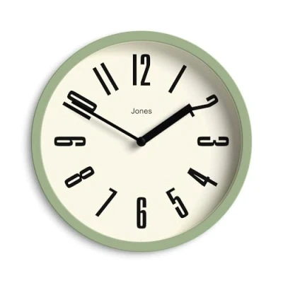 Afbeelding van Jones Clocks® Hot Tub wandklok kleine retro ronde klok 20 cm Matcha groen Gemakkelijk af te lezen cijfers Ideaal voor keuken, kantoor, kinderkamer of elke ruimte