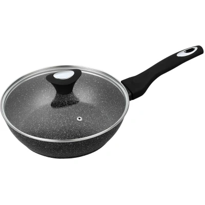 Afbeelding van Klausberg 7296 hapjespan met deksel 28 cm Marmer coating Alle warmtebronnen