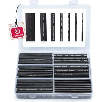 Afbeelding van Wirefy 180 Stuks Krimpkous Kit 3:1 Dubbelwandige Kabel Met Zelfklevende Voering Thermische Slang Zwart
