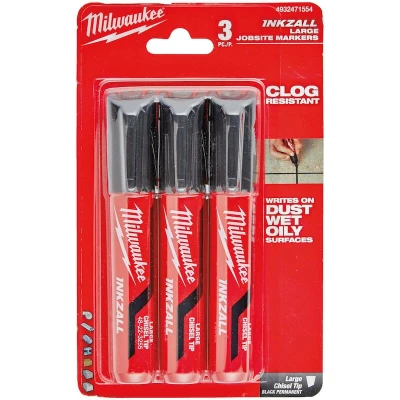 Afbeelding van Milwaukee Accessoires INKZALL Zwarte L Beitelpunt Marker 3 stuks 4932471554