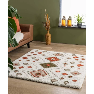 Afbeelding van Vierkant Hoogpolig Vloerkleed Bohemian Artisan Wit/multi 280x280 Cm