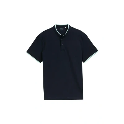 Afbeelding van TOM Tailor MIT Stehkragen Tshirt basic, Heren, Maat: Medium, Sky captain blue