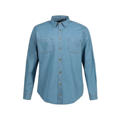 Afbeelding van JP 1880 Heren grote maten Menswear L 8XL jeanshemd, lange mouwen, kentkraag, moderne pasvorm, tot 8 XL 822885, lichtblauw,