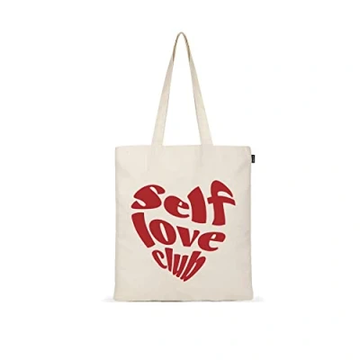 Afbeelding van Eco Right stoffen tas, tote bag esthetisch, boodschappentas canvas draagtas &amp; tas dames, Zelfliefde, Eén maat, Draagtassen
