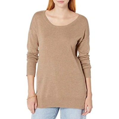 Afbeelding van Amazon Essentials Lichtgewicht tuniek met lange mouwen en ronde hals voor dames (verkrijgbaar in grote maten), Camel Heather, XS