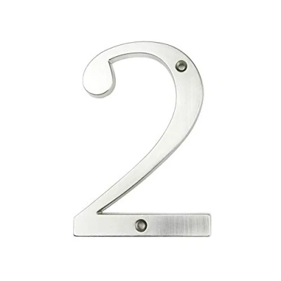 Afbeelding van HASWARE Huisnummerbord 4 inch (10 cm) Moderne Deurnummers Bewegwijzering Plaque Straat Huisadres Cijfers Zinklegering (2, Zilver)