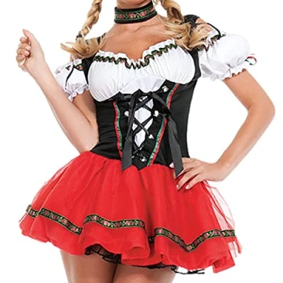 Afbeelding van Oktoberfest outfit voor dames Halloween biermeisje kostuum, Beierse dienstmeisje kostuum Halloween, verkleedfeest, bierfestival