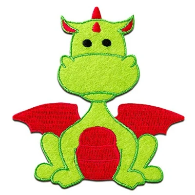 Afbeelding van Lapjes Appliqués Draak overdrukplaatjes opzetstukken Applicaties opnaaien opstrijken Lap Patches, Maat: 8,4 x 9 cm