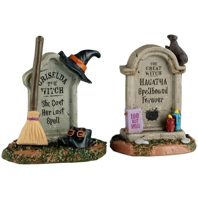 Afbeelding van Halloweenminiatuur Witch Tombstones 4x10x16 cm 2st Lemax