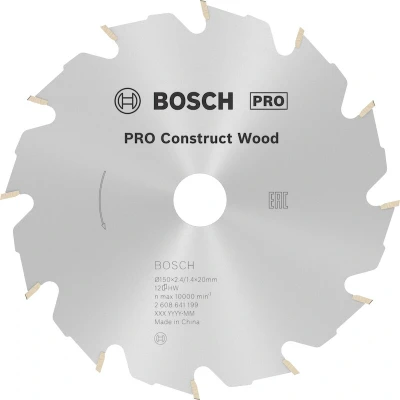 Afbeelding van Bosch Accessories Construct Wood 2608641199 Hardmetaal cirkelzaagblad 150 x 20 2.4 mm Aantal tanden: 12 1 stuk(s)