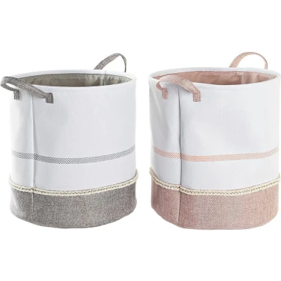 Afbeelding van Wasmand DKD Home Decor Grijs Roze Polyester (39 x 39 41 cm) (2 Stuks)