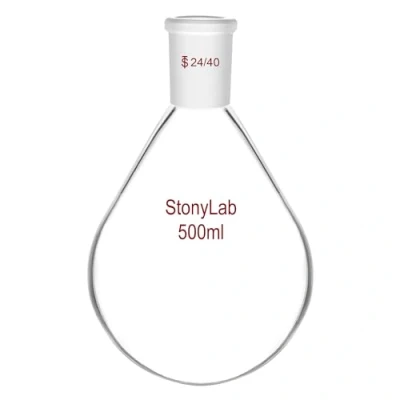 Afbeelding van stonylab Borosilicaatglas Zware Muur Enkele Nek Recuperatie Kolf Roterende Verdamper Kolf, met 24/40 Buitenste Verbinding, 500 ml