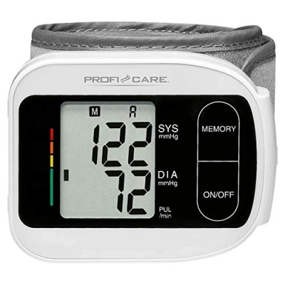 Afbeelding van ProfiCare Polsbloeddrukmeter voor het meten van de bloeddruk LCD display Werkt op batterijen Wit