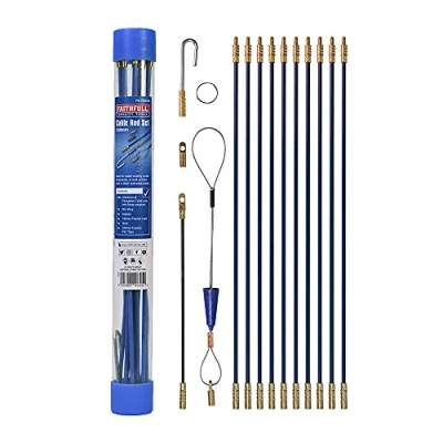 Afbeelding van Faithfull FAICRS330 3,3 m kabeltoegangsstang en accessoireset 15 stuks inclusief 10 x 330 mm stangen, blauw