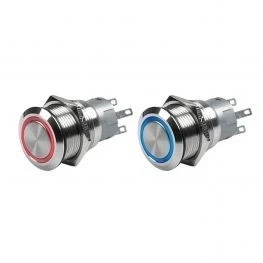 Afbeelding van BEP waterdichte RVS drukknopschakelaar, LED, 12 of 24 volt, ON/OFF Rood Geschikt voor volt