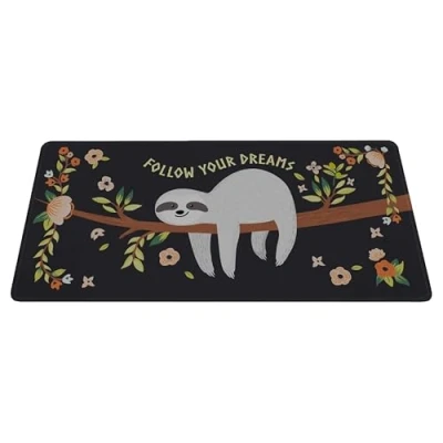 Afbeelding van Silent Monsters Muismat Grootte XX Large (90 x 40 cm), Mouse Pad Design: Luiaard, Genaaide Rand, voor Bureau en Gaming, Mousepad Antislip rubberen basis