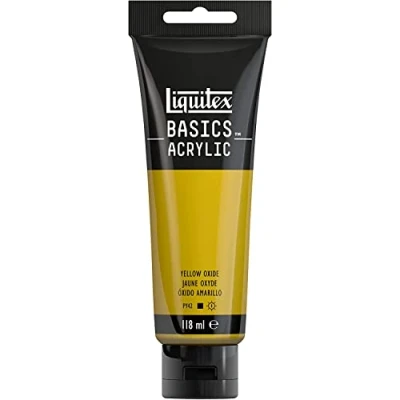 Afbeelding van Liquitex Basics 8870031 Monopigmenteerde acrylverf, kunstenaarspigmenten, lichtecht, gemiddelde viscositeit, achivkwaliteit, zijdeglanzende afwerking, 118ml Yellow Oxide