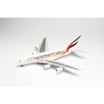 Afbeelding van herpa 571692 Emirates Airbus A380 &quot;Year of Tolerance&quot;, model vliegtuig, modelbouw, miniatuurmodellen, verzamelobject, meerkleurig