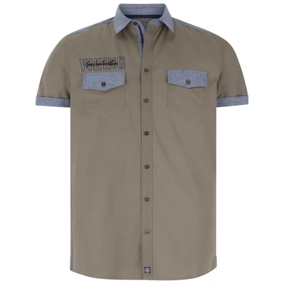 Afbeelding van Jan Vanderstorm Kurzarm Overhemd, Heren, Maat: Large, Beige
