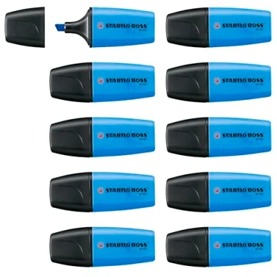 Afbeelding van Tekstmarkeerstift STABILO BOSS MINI 10 stuks blauw
