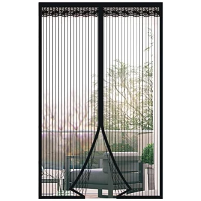 Afbeelding van Magnetisch hordeur, deurgordijn, bescherming tegen muggen, met magneetsluiting, bevestiging zonder boren, voor balkondeur, kelderdeur, terrasdeur (110 x 220 cm)