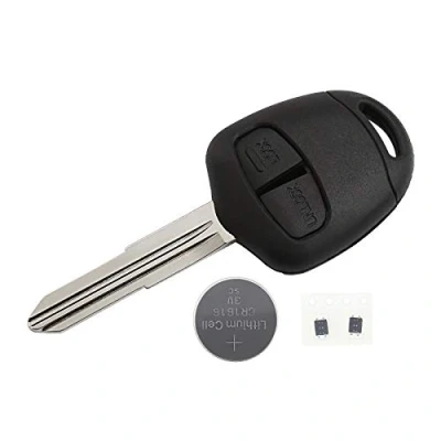 Afbeelding van OTOTEC 2 Knoppen Afstandsbediening Sleutelhanger Case Shell met Linker Groef Sleutel Blank Reparatie Kit Compatibel ASX Grandis Outlander Lancer