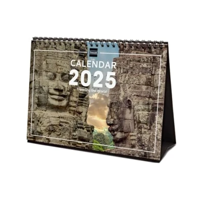 Afbeelding van Finocam Kalender met afbeeldingen bureauformaat internationaal 2025 maandweergave januari december (12 maanden) Traveling