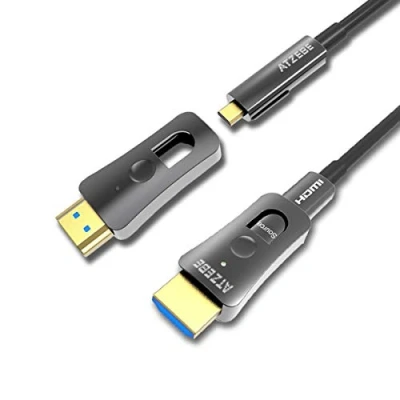 Afbeelding van ATZEBE HDMI glasvezelkabel 10m, 4K kabel 2.0 ondersteunt @60Hz HDR, YUV4:4:4 8bit, 3D, ARC, HEC, CEC, HDCP 2.2 met dual micro en standaard connectoren