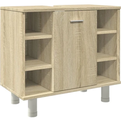 Afbeelding van vidaXL Badkamerkast 60x32x53,5 cm spaanplaat sonoma eikenkleurig, kast, wastafelkast, badkamerkast, rek, opbergkast, wasruimterek, wasruimtekast
