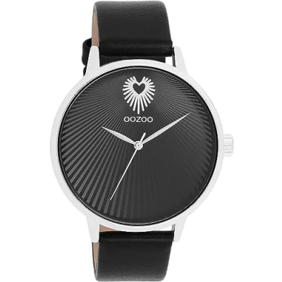 Afbeelding van OOZOO C11241 Horloge Timepieces staal leder zilverkleurig zwart 42 mm